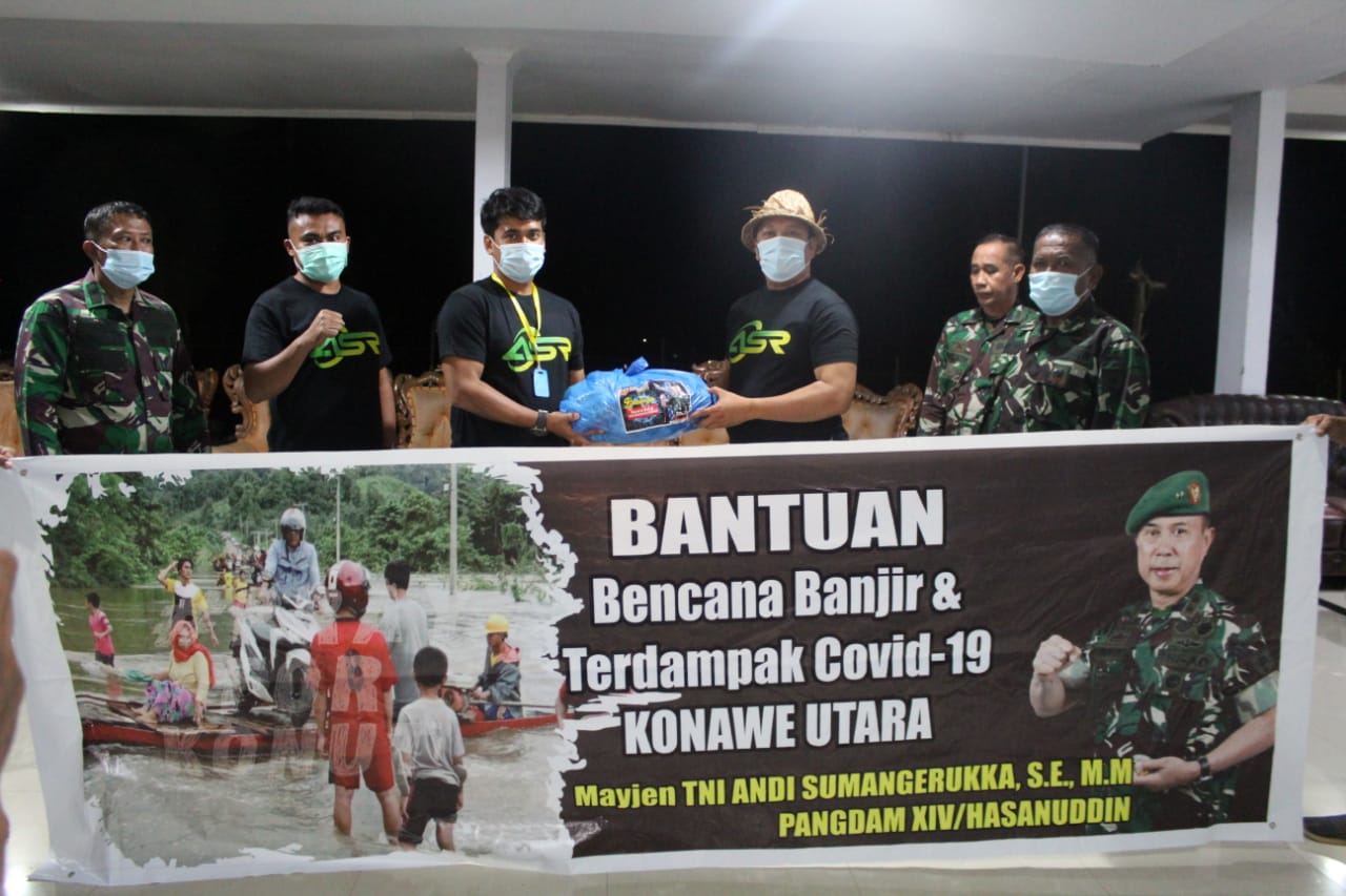 Bantu Korban Banjir di Konut, Pangdam Hasanuddin Serahkan 686 Paket Sembako