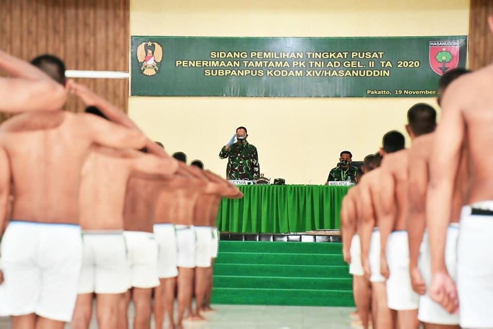 Pangdam Hasanuddin Pimpin Sidang Calon Tamtama PK Tingkat Pusat Gelombang II TA 2020