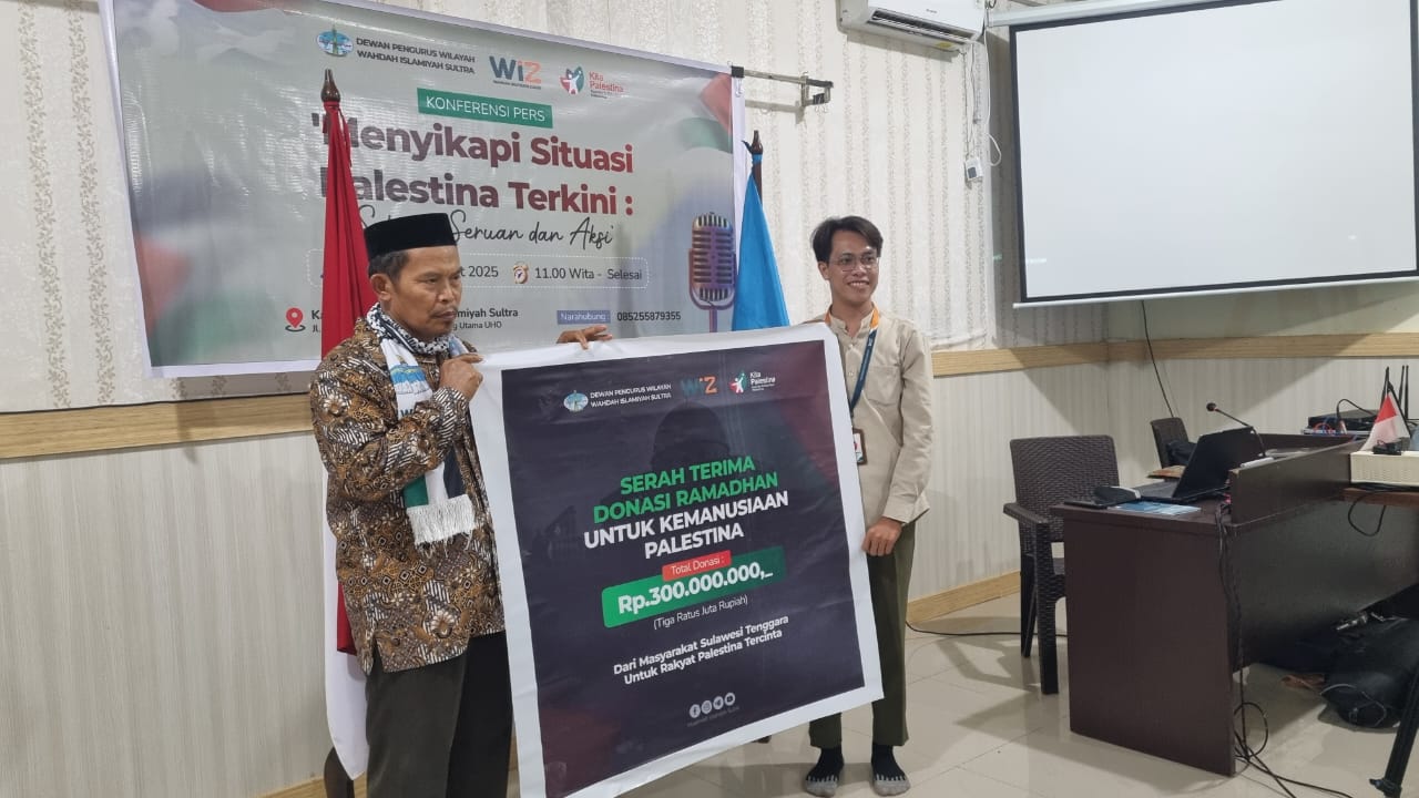 Wahdah Islamiyah Sultra Donasi Rp303 Juta ke Palestina