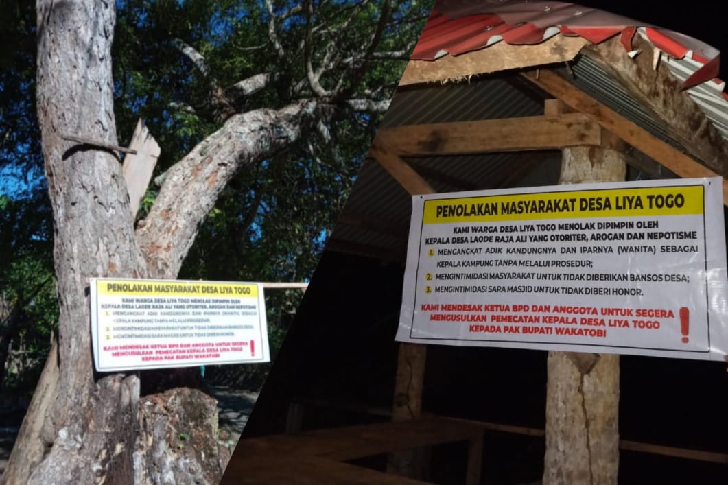 Spanduk Penolakan Merebak, Kades Liya Togo Dituding Otoriter dan Nepotis