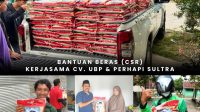Kolaborasi UBP dan PERHAPI Sultra, 1.000 Karung Beras Disalurkan untuk Warga Kendari