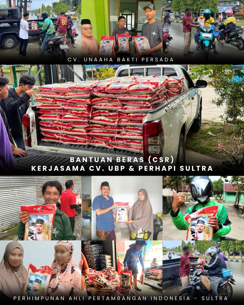 Kolaborasi UBP dan PERHAPI Sultra, 1.000 Karung Beras Disalurkan untuk Warga Kendari