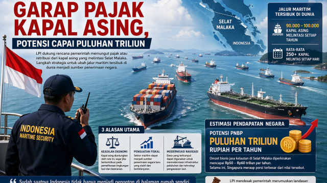 LPI Dukung Menkeu Garap Pajak Kapal Asing yang Selat Malaka