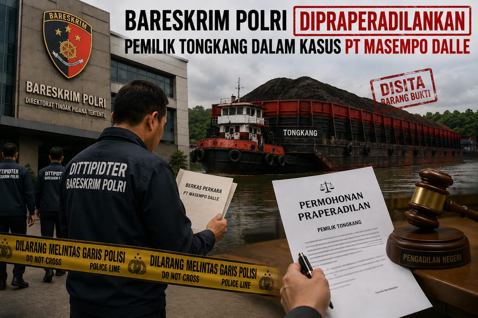 Bareskrim Polri Dipraperadilankan Pemilik Tongkang dalam Kasus PT Masempo Dalle
