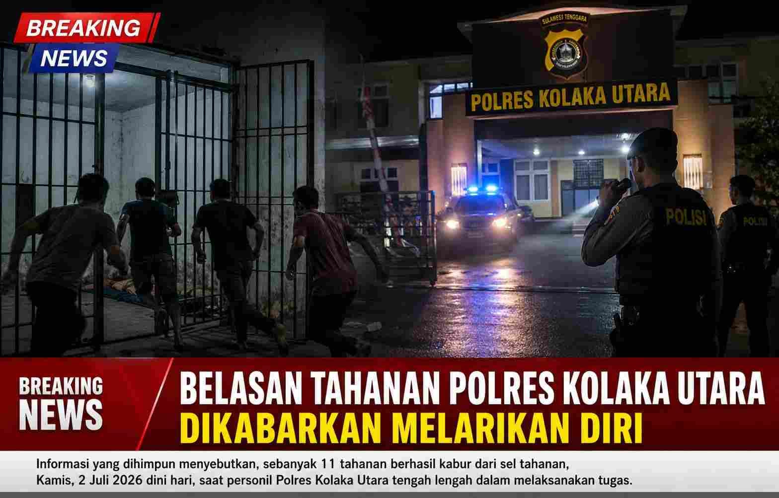 Breaking News!Belasan Tahanan Polres Kolaka Utara Dikabarkan Kabur dari Sel