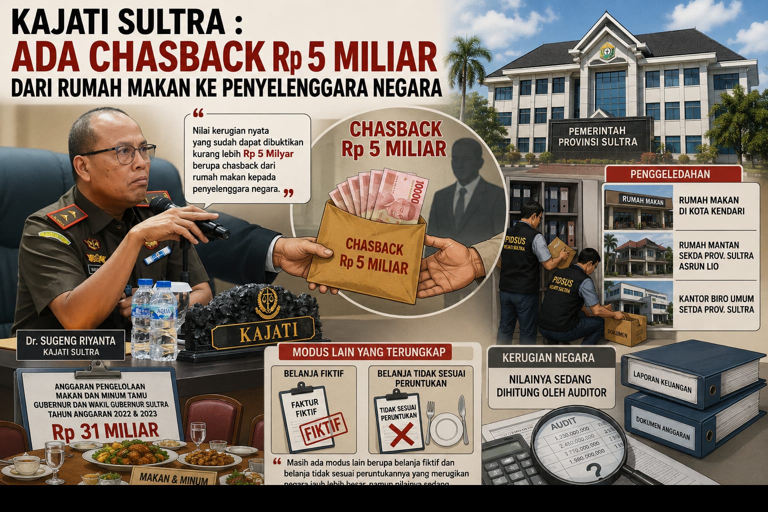 Kajati Sultra : Ada Chasback Rp 5 Miliar dari Rumah Makan ke Penyelenggara Negara