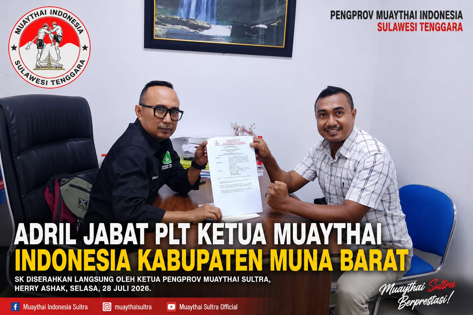 Pengprov Muaythai Sultra Tunjuk Adril Pimpin Pengkab Muna Barat