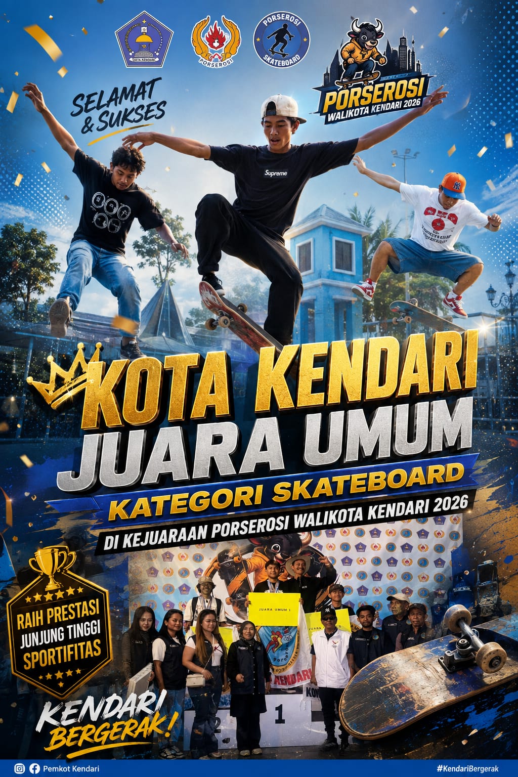 Tim Skateboard Kendari Juara Umum Wali Kota Cup 2026, Siap Gebrak Porprov