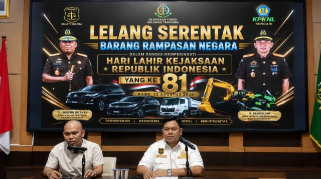 Lelang Serentak Barang Bukti, Kejati Sultra Raup Rp 5,2 Miliar, Naik 20,41 Persen