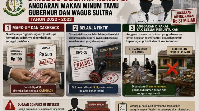 Ini 3 Modus Dugaan Korupsi Anggaran Makan Minum Tamu Gubernur dan Wagub Sultra Tahun 2022 - 2023