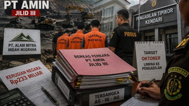 Pemberkasan Tiga Tersangka Baru PT AMIN Jilid III Dikebut, Kejati Sultra Target Oktober ke Pengadilan