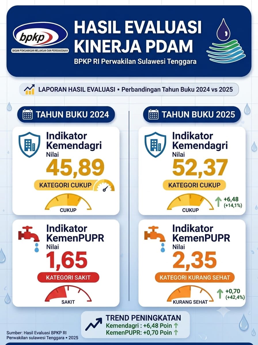 Evaluasi BPKP: Kinerja Tirta Anoa Kendari Membaik, Alami Kenaikan Kinerja