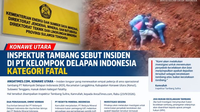 Inspektur Tambang Sebut Insiden di PT Kelompok Delapan Indonesia Kategori Fatal