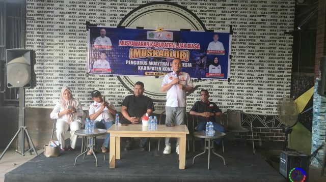 Buka Muskablub Muaythai, Ketua KONI Konawe Targetkan Ukir Prestasi di Porprov